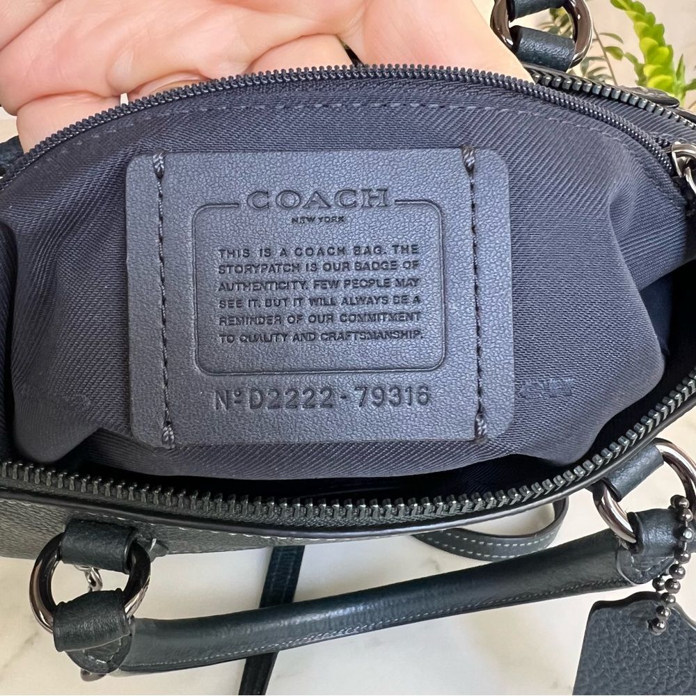 NWOT COACH Elise Satchel Crossbody Bag Pine Green Teal Pebble Leather 79316 - Picture 12 of 15
